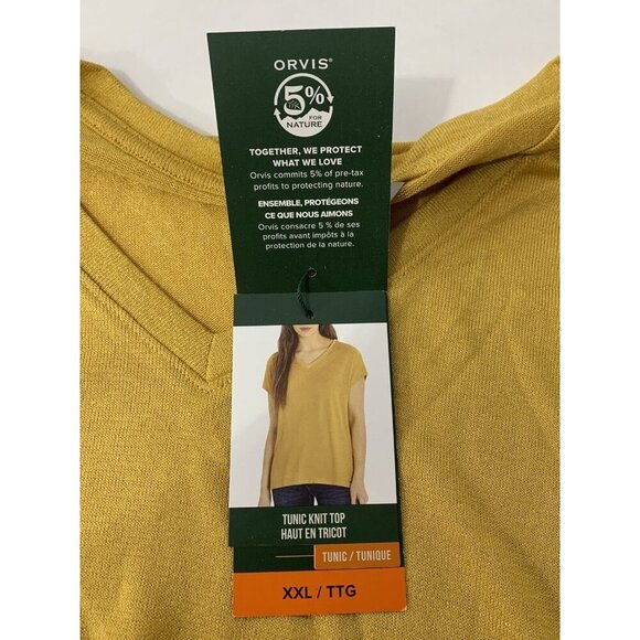 NWT Orvis Women's Short Sleeve V-Neck Tunic Knit Top Size XXL - Yellow - Picture 8 of 8